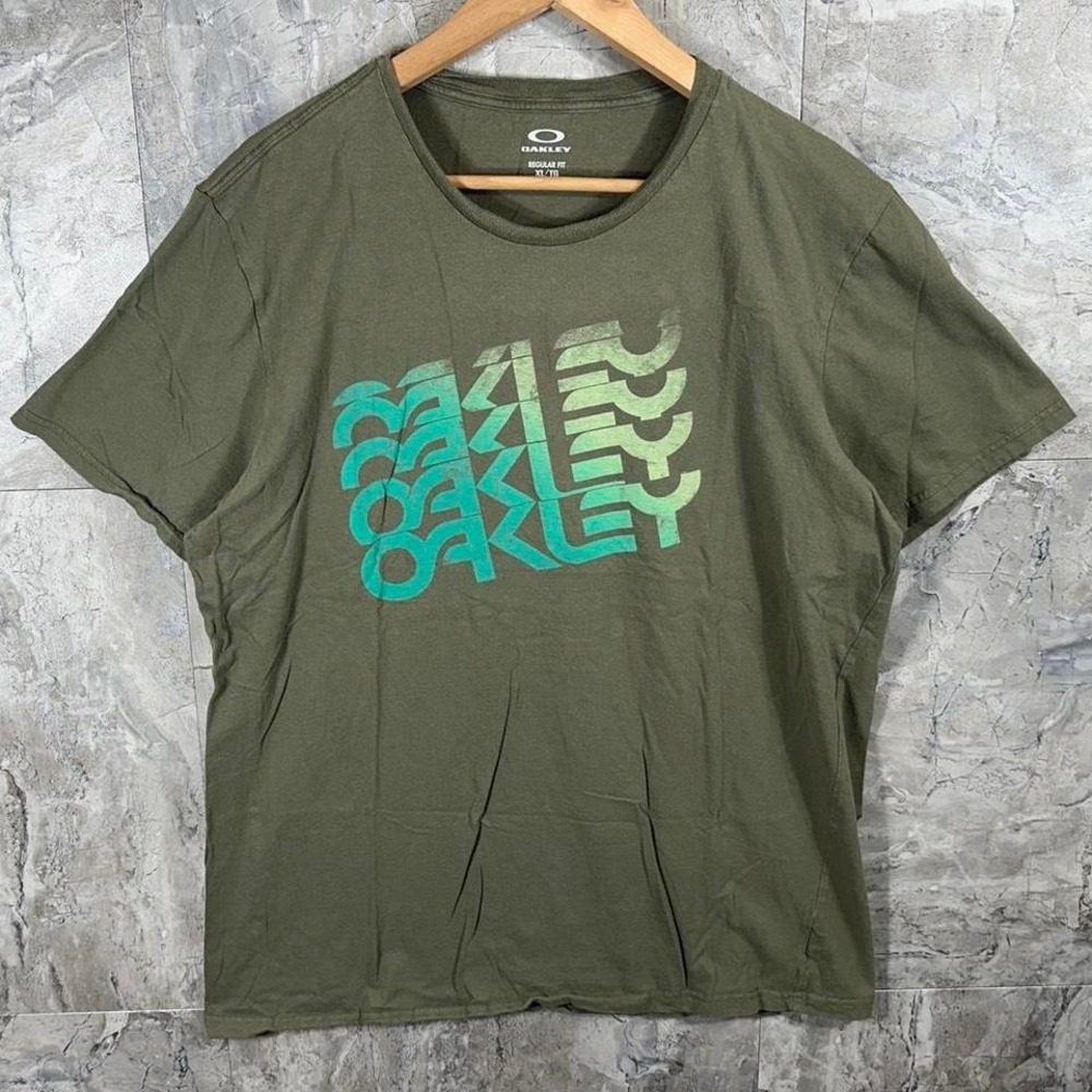Vintage Oakley O Swirl Wave O Hydrolix T-Shirt green graphic tee shirt Men's  XL